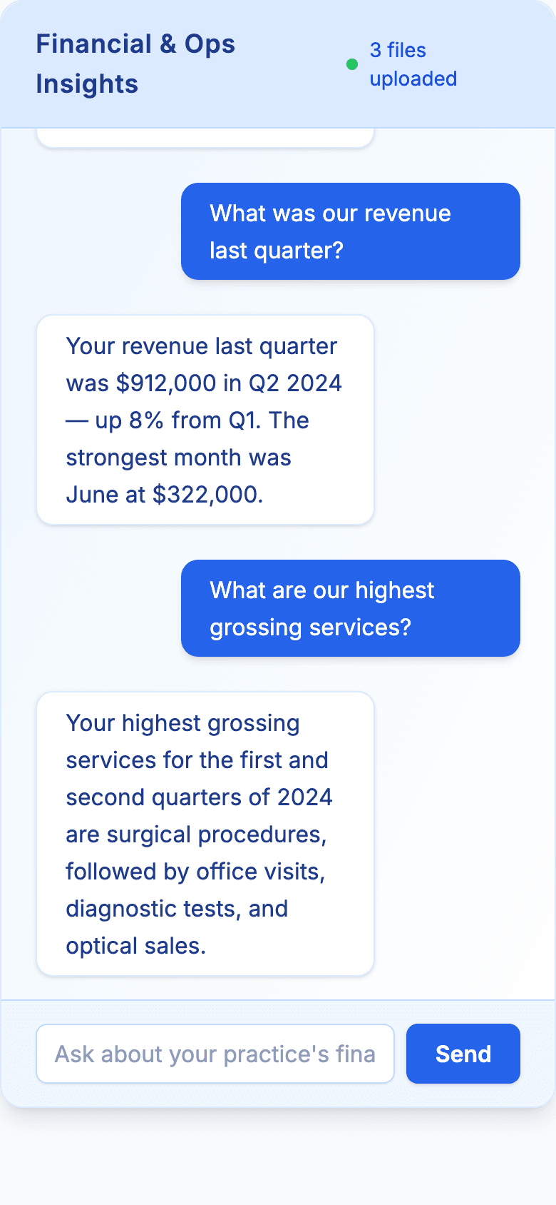 MedPACT — financial insights chat, mobile